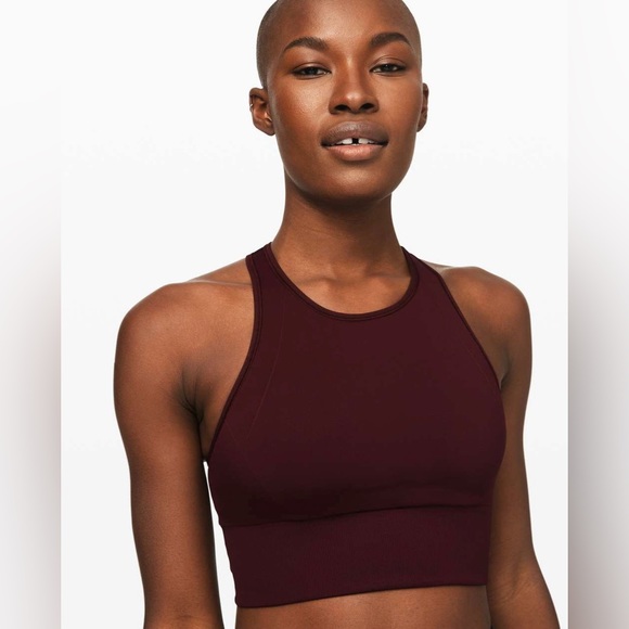 #287& 258 🍋Lululemon Ebb To Train Bra Garnet Red Size 4 High Neck Longline🍋 - Picture 2 of 9